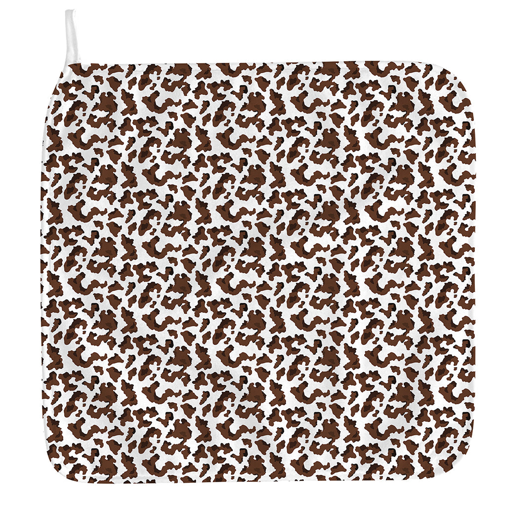 Brown And White Cow Pattern Print Hand Towel