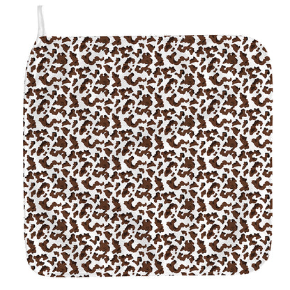 Brown And White Cow Pattern Print Hand Towel