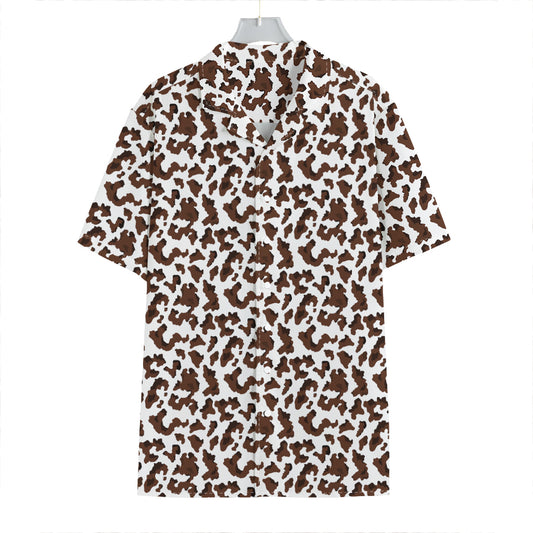 Brown And White Cow Pattern Print Hawaiian Shirt