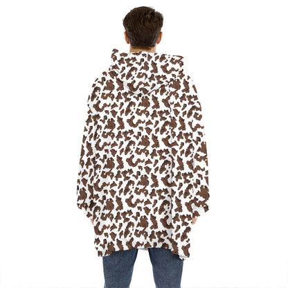 Brown And White Cow Pattern Print Hoodie Blanket