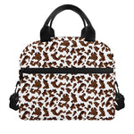 Brown And White Cow Pattern Print Insulated Lunch Bag