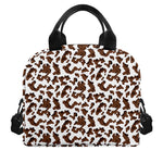 Brown And White Cow Pattern Print Insulated Lunch Bag