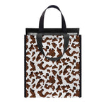 Brown And White Cow Pattern Print Insulated Lunch Tote
