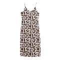Brown And White Cow Pattern Print Jersey Midi Cami Dress