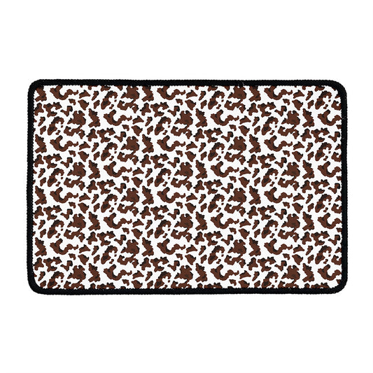 Brown And White Cow Pattern Print Kitchen Mat