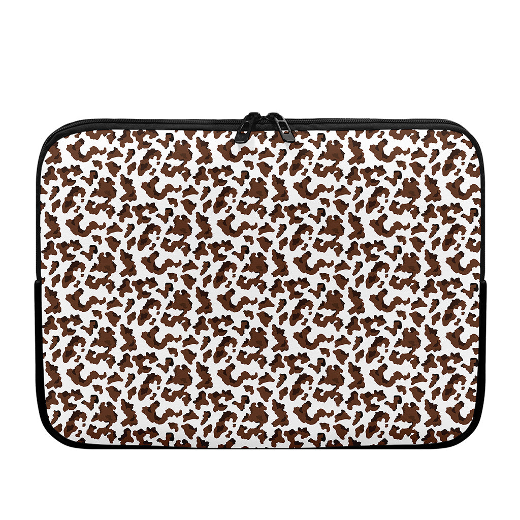 Brown And White Cow Pattern Print Laptop Sleeve