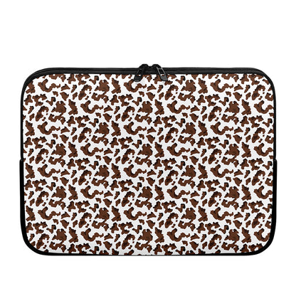 Brown And White Cow Pattern Print Laptop Sleeve