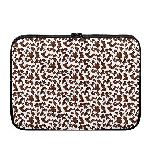 Brown And White Cow Pattern Print Laptop Sleeve