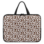 Brown And White Cow Pattern Print Laptop Sleeve With Handle