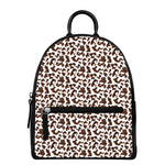Brown And White Cow Pattern Print Leather Backpack