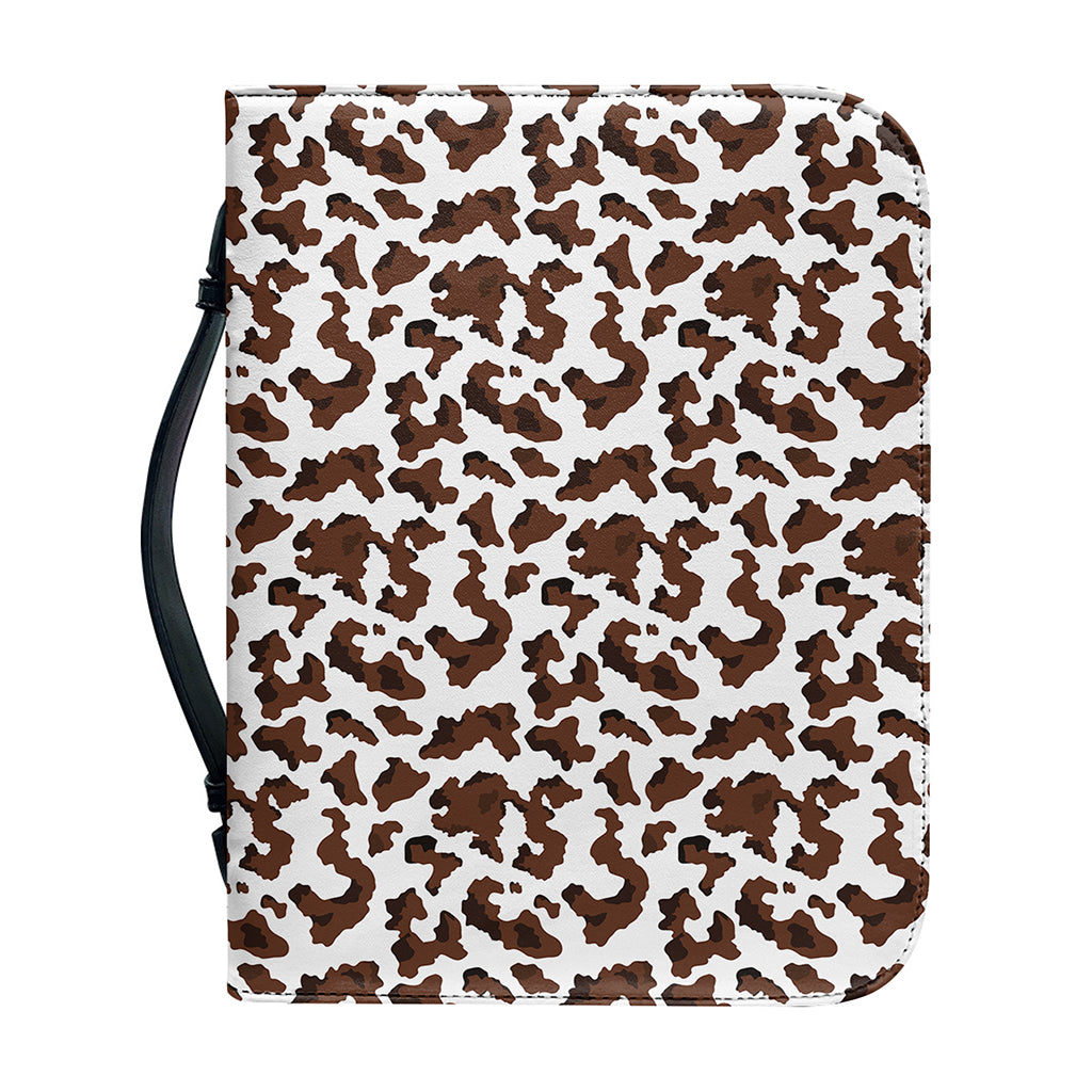 Brown And White Cow Pattern Print Leather Bible Cover