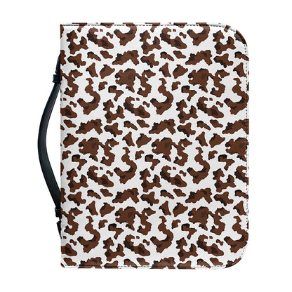 Brown And White Cow Pattern Print Leather Bible Cover