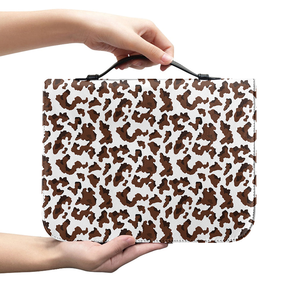 Brown And White Cow Pattern Print Leather Bible Cover