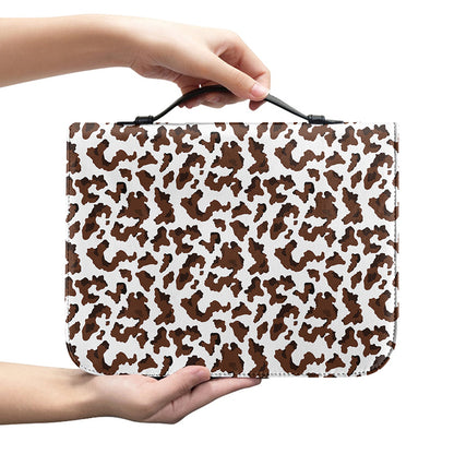 Brown And White Cow Pattern Print Leather Bible Cover