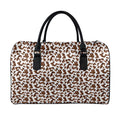 Brown And White Cow Pattern Print Leather Duffel Bag