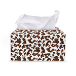 Brown And White Cow Pattern Print Leather Tissue Box Cover