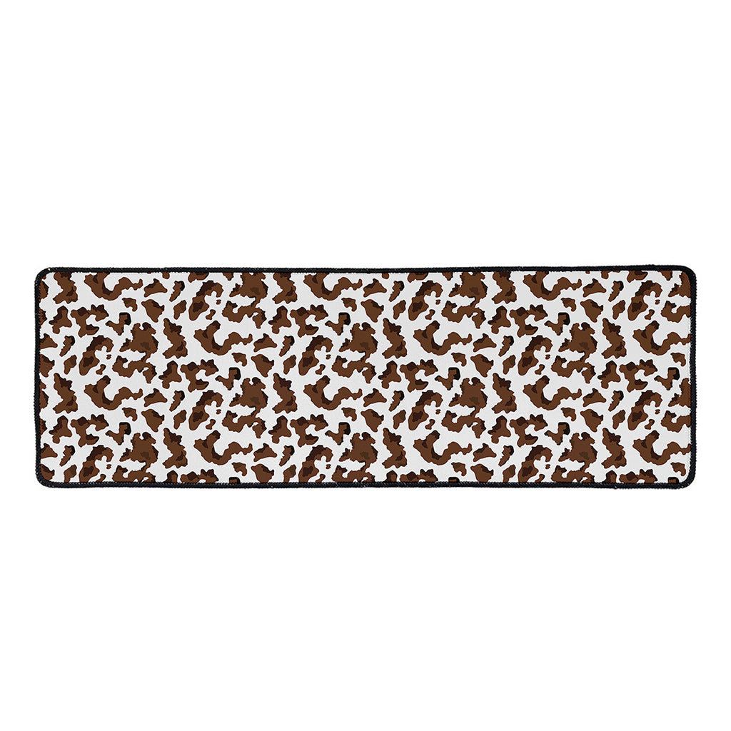 Brown And White Cow Pattern Print Long Kitchen Mat