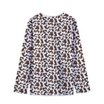 Brown And White Cow Pattern Print Long Sleeve Short Coat