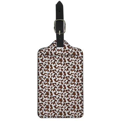 Brown And White Cow Pattern Print Luggage Tag