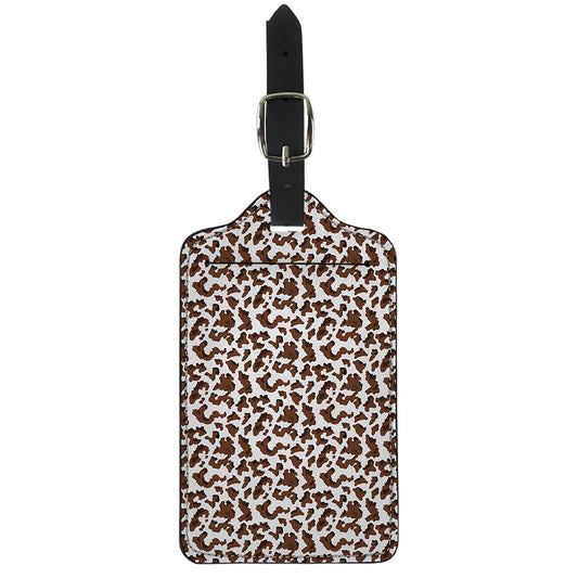 Brown And White Cow Pattern Print Luggage Tag