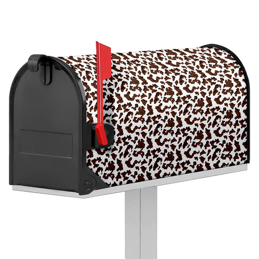Brown And White Cow Pattern Print Mailbox Cover