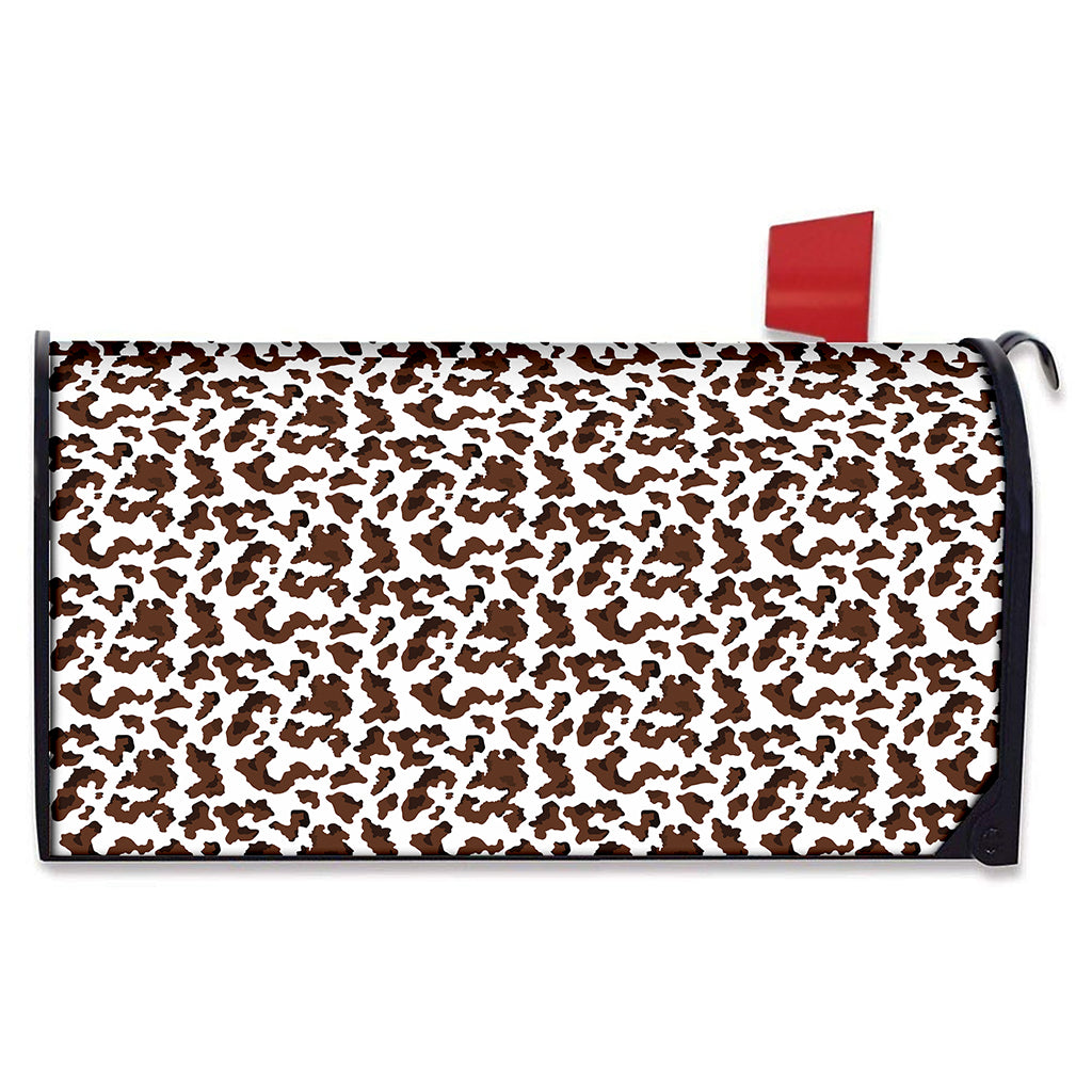 Brown And White Cow Pattern Print Mailbox Cover