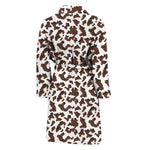 Brown And White Cow Pattern Print Men's Bathrobe