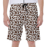 Brown And White Cow Pattern Print Men's Beach Shorts