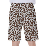 Brown And White Cow Pattern Print Men's Beach Shorts