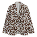 Brown And White Cow Pattern Print Men's Blazer