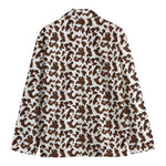 Brown And White Cow Pattern Print Men's Blazer