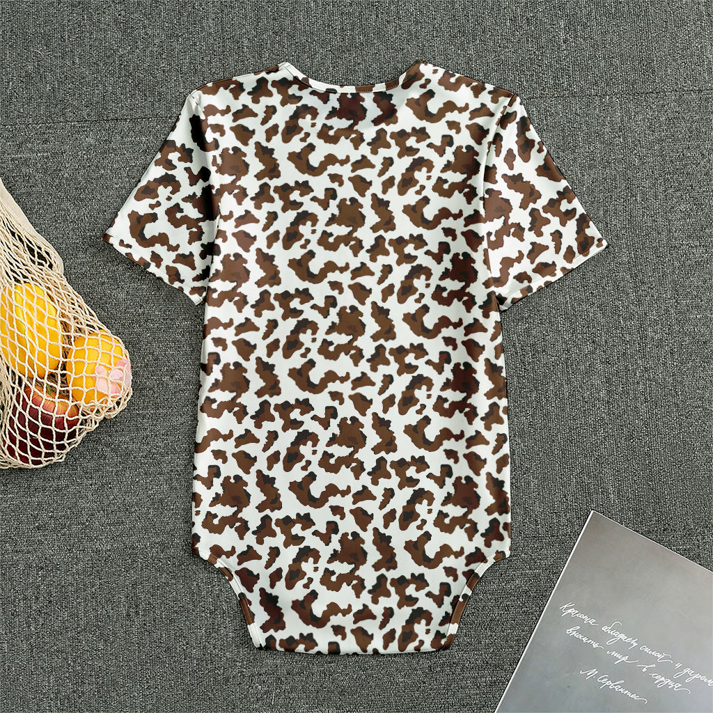 Brown And White Cow Pattern Print Men's Bodysuit