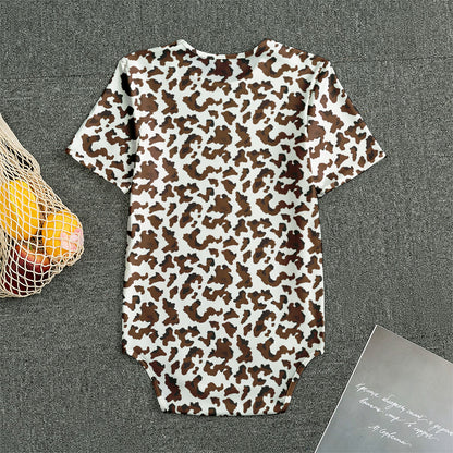 Brown And White Cow Pattern Print Men's Bodysuit