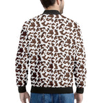 Brown And White Cow Pattern Print Men's Bomber Jacket