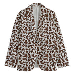 Brown And White Cow Pattern Print Men's Cotton Blazer
