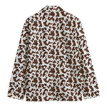 Brown And White Cow Pattern Print Men's Cotton Blazer