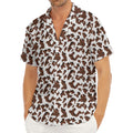 Brown And White Cow Pattern Print Men's Deep V-Neck Shirt