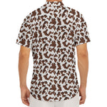 Brown And White Cow Pattern Print Men's Deep V-Neck Shirt