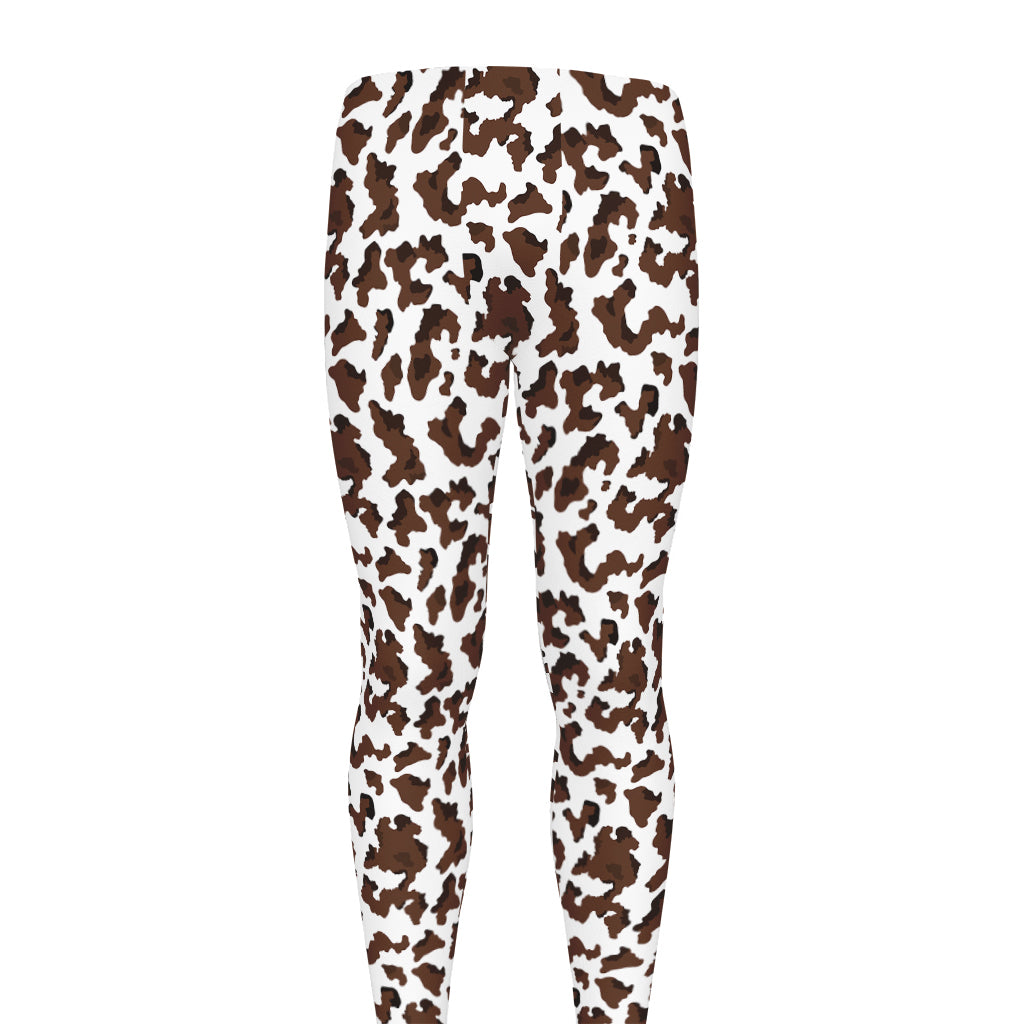Brown And White Cow Pattern Print Men's leggings