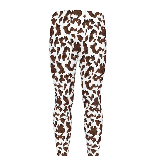 Brown And White Cow Pattern Print Men's leggings