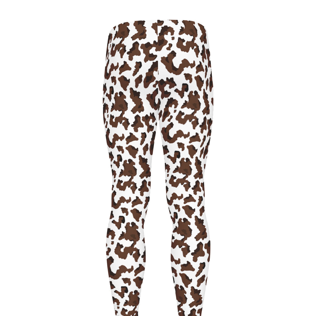 Brown And White Cow Pattern Print Men's leggings