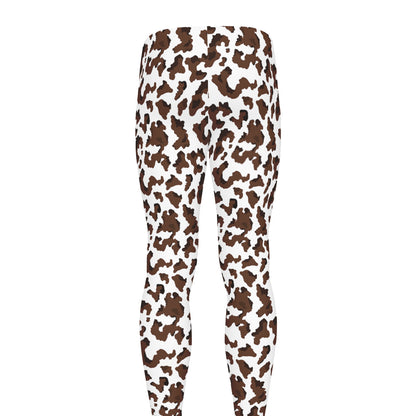 Brown And White Cow Pattern Print Men's leggings