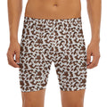 Brown And White Cow Pattern Print Men's Long Boxer Briefs