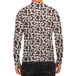 Brown And White Cow Pattern Print Men's Long Sleeve Rash Guard