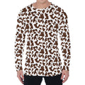 Brown And White Cow Pattern Print Men's Long Sleeve T-Shirt