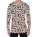 Brown And White Cow Pattern Print Men's Long Sleeve T-Shirt