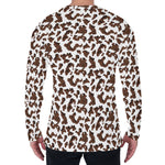 Brown And White Cow Pattern Print Men's Long Sleeve T-Shirt