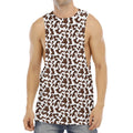 Brown And White Cow Pattern Print Men's Muscle Tank Top