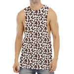 Brown And White Cow Pattern Print Men's Muscle Tank Top