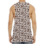 Brown And White Cow Pattern Print Men's Muscle Tank Top